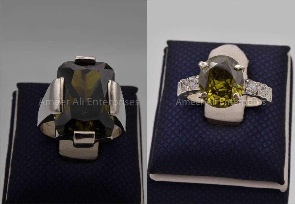 Silver Couple Rings: Pair 83, Stone: Zircon - AmeerAliEnterprises