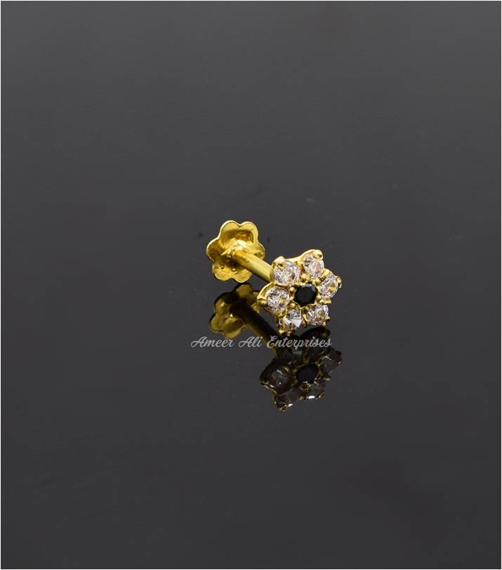 AAE 6891 Gold Nose pin, Stone: Zircon