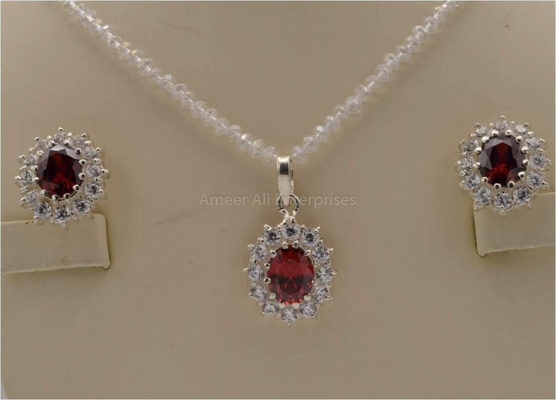 AAE 2549 Chandi Set 925, Stone: Zircon - AmeerAliEnterprises