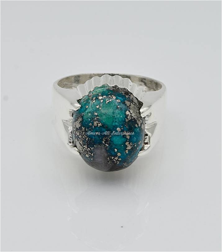 AAE 6673 Chandi Ring 925, Stone: Shajri Feroza