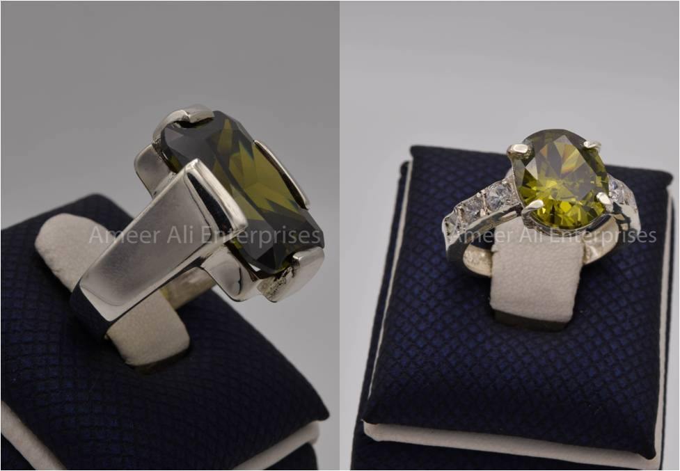 Silver Couple Rings: Pair 83, Stone: Zircon - AmeerAliEnterprises