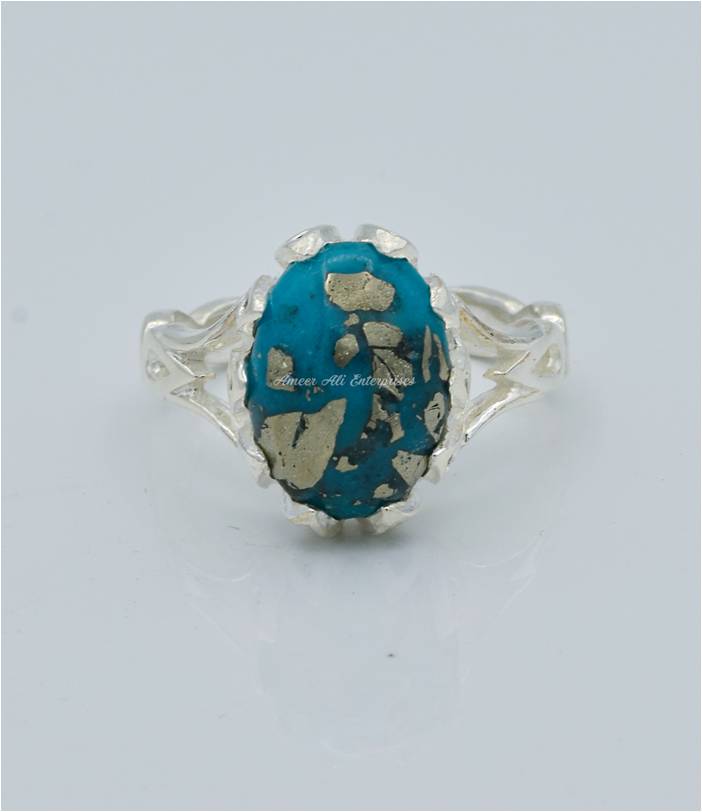 AAE 6581 Chandi Ring 925, Stone: Shajri Feroza