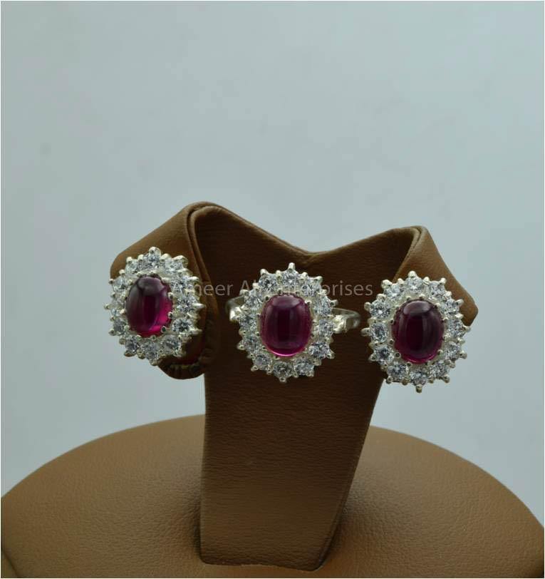 AAE 5771 Chandi Set 925, Stone: Irani Pota Yaqoot - AmeerAliEnterprises