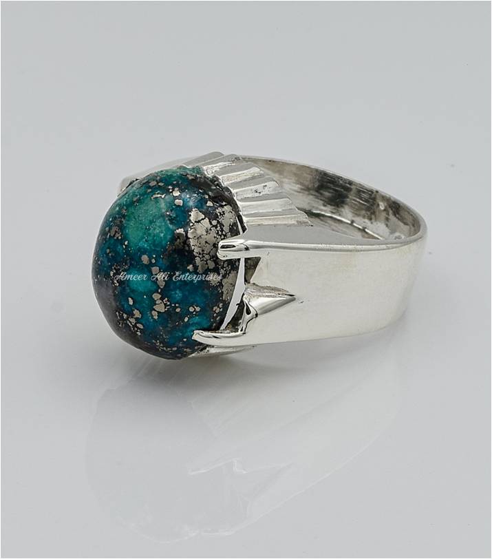 AAE 6673 Chandi Ring 925, Stone: Shajri Feroza