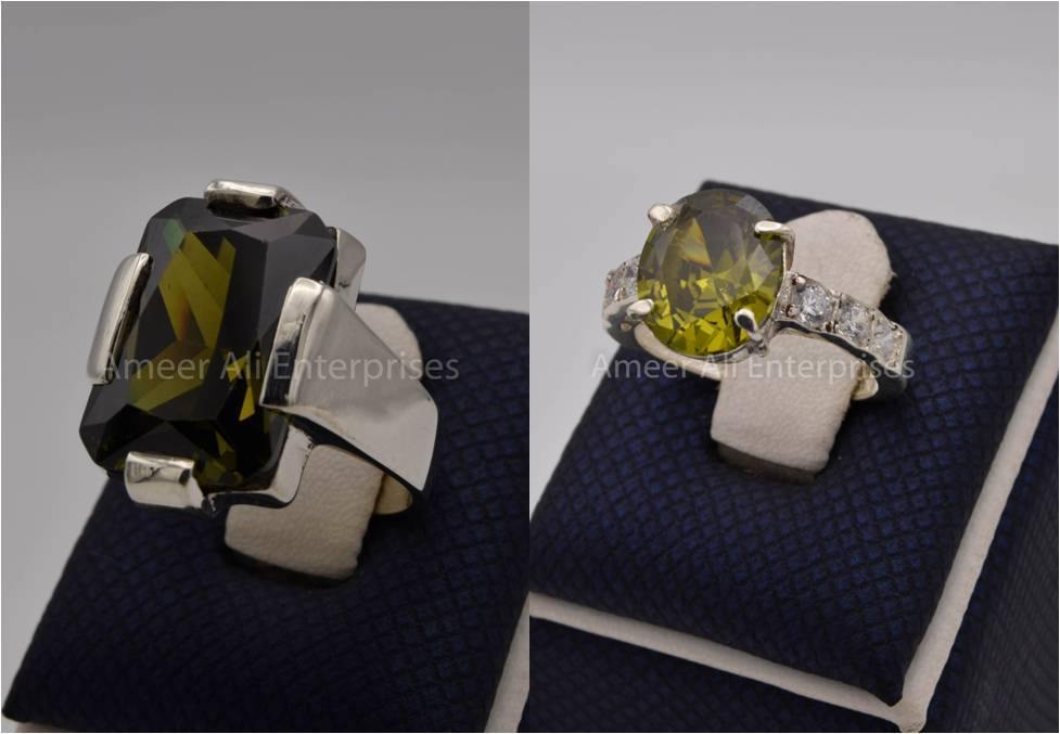 Silver Couple Rings: Pair 83, Stone: Zircon - AmeerAliEnterprises