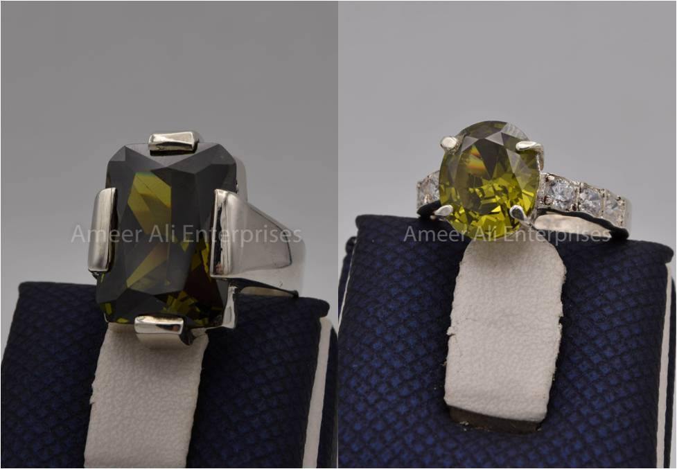 Silver Couple Rings: Pair 83, Stone: Zircon - AmeerAliEnterprises