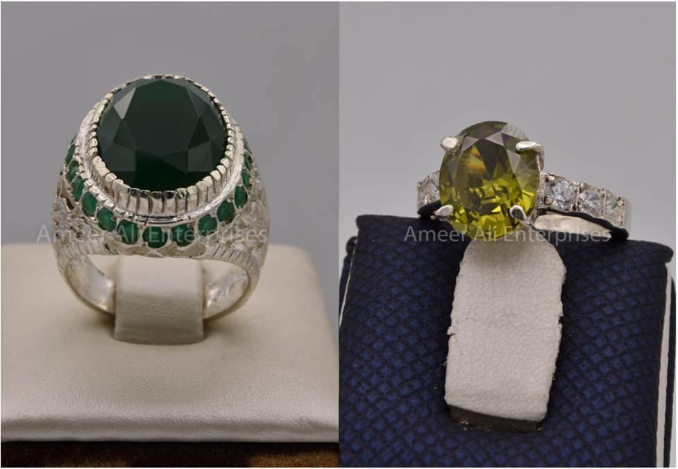 Silver Couple Rings: Pair 111, Stone: Zircon - AmeerAliEnterprises