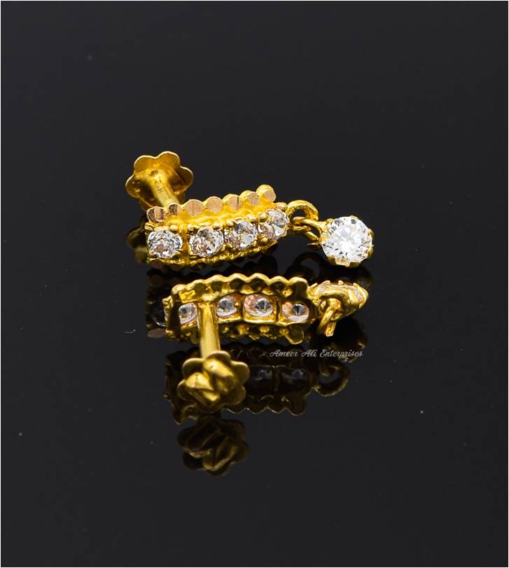 AAE 6269 Gold Ear Studs, Stone: Zircon