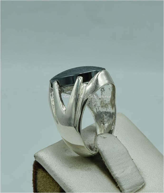AAE 6148 Chandi Ring 925, Stone: Hadeed (Naad-e-Ali A.S) - AmeerAliEnterprises