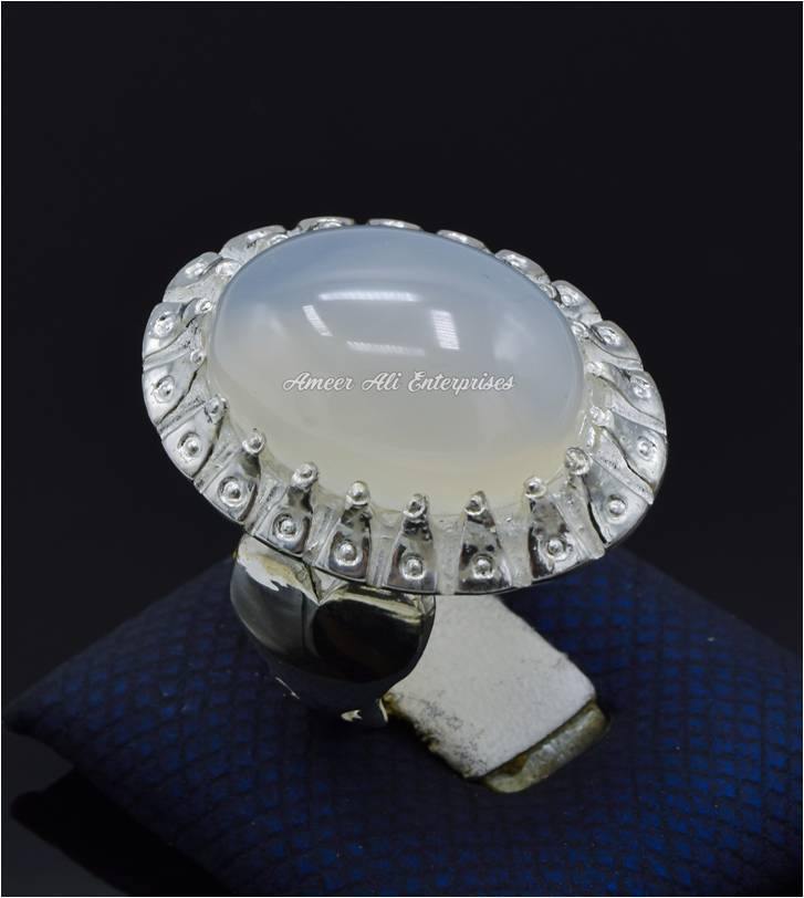 AAE 6828 CHANDI RING 925, STONE: DUR E NAJAF - AmeerAliEnterprises