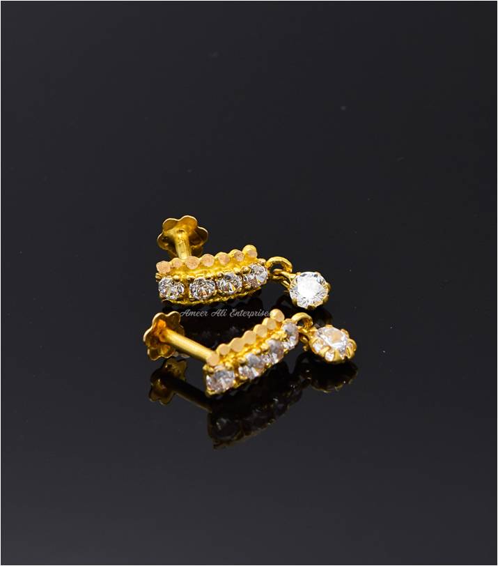 AAE 6269 Gold Ear Studs, Stone: Zircon