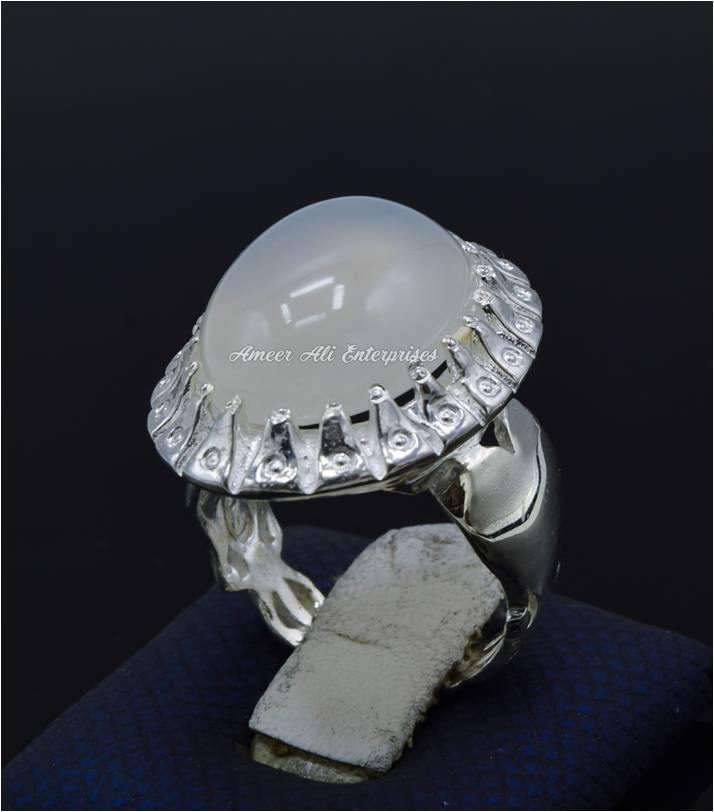 AAE 6828 CHANDI RING 925, STONE: DUR E NAJAF - AmeerAliEnterprises