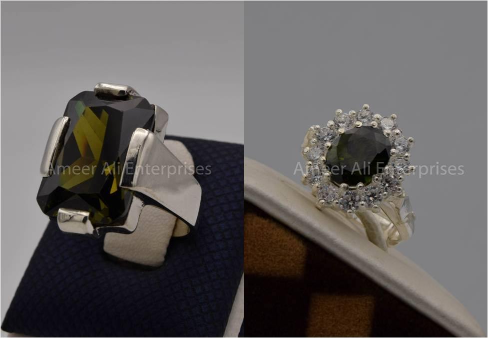 Silver Couple Rings: Pair 84, Stone: Zircon - AmeerAliEnterprises