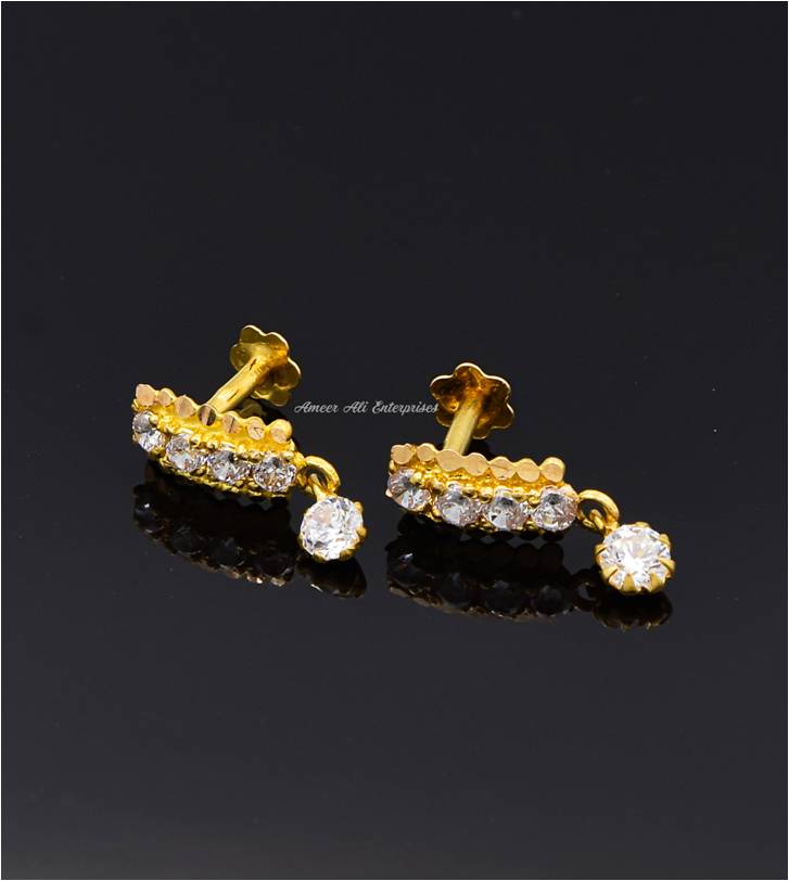 AAE 6269 Gold Ear Studs, Stone: Zircon