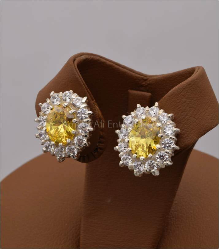 AAE 2471 CHANDI EARRINGS 925, STONE: ZIRCON - AmeerAliEnterprises