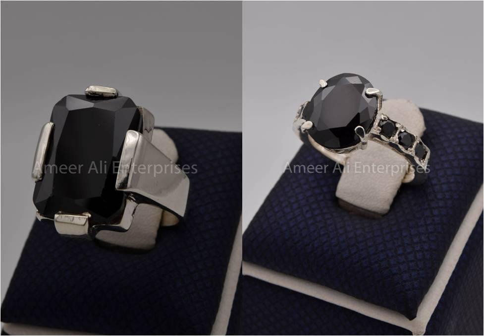 Silver Couple Rings: Pair 81, Stone: Zircon - AmeerAliEnterprises