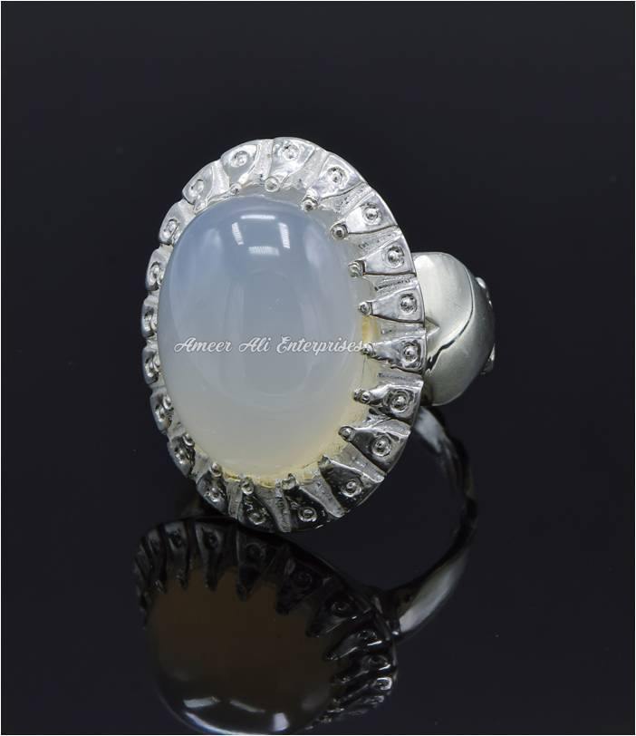 AAE 6828 CHANDI RING 925, STONE: DUR E NAJAF - AmeerAliEnterprises