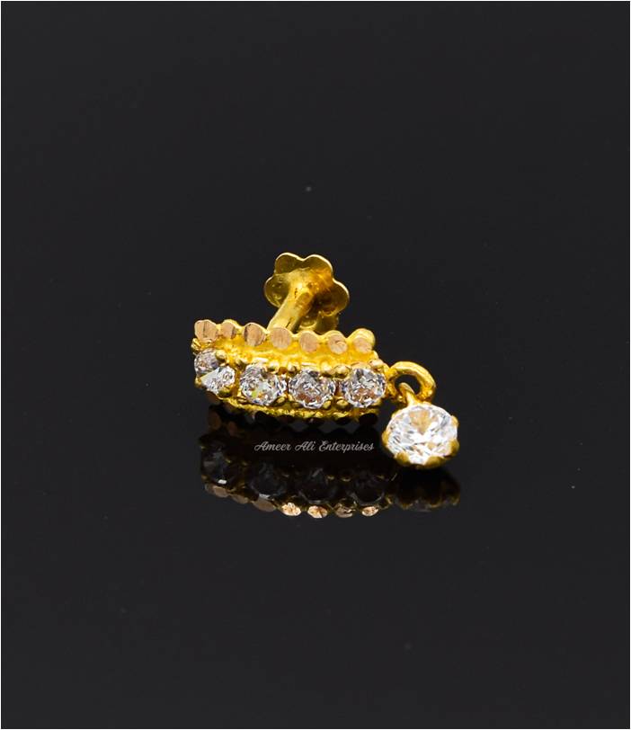 AAE 6270 Gold Nosepin, Stone: Zircon