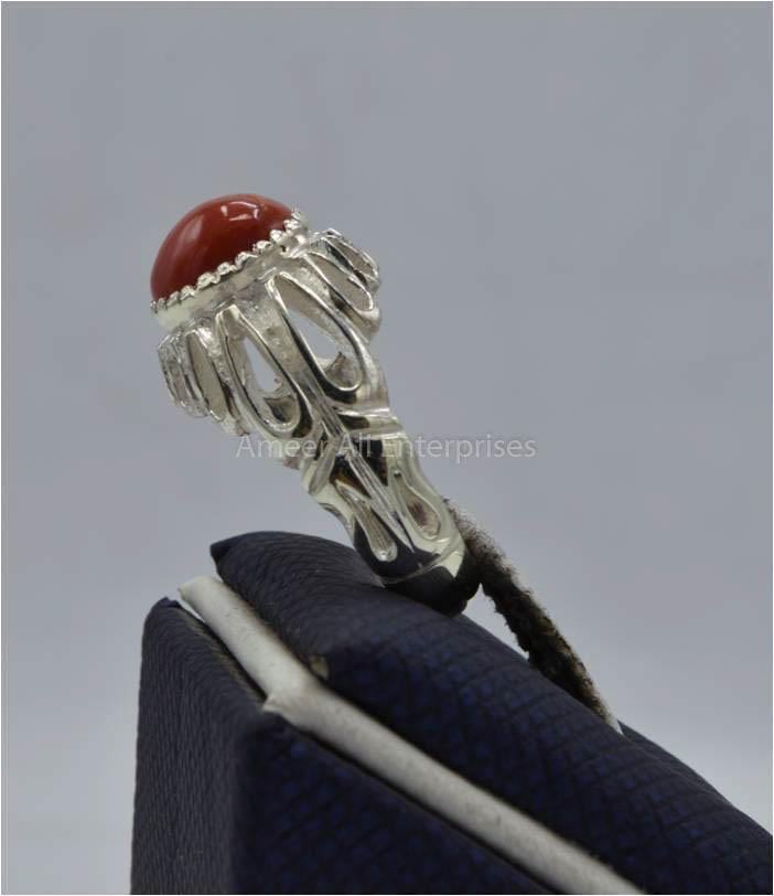 AAE 5829 Chandi Ring 925, Stone: Marjan - AmeerAliEnterprises