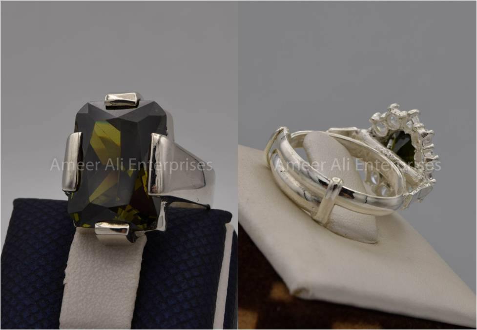Silver Couple Rings: Pair 84, Stone: Zircon - AmeerAliEnterprises