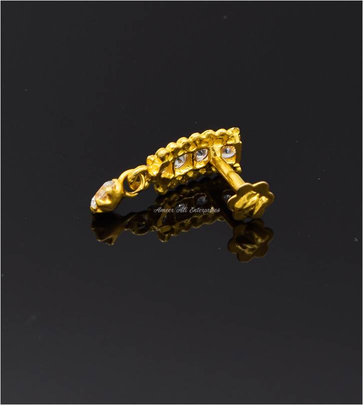 AAE 6270 Gold Nosepin, Stone: Zircon