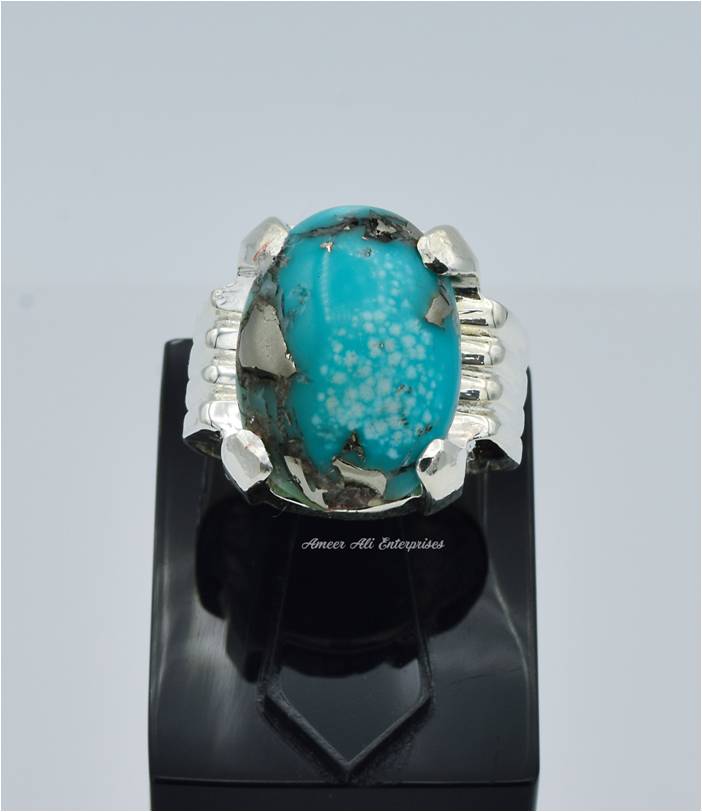 AAE 6583 Chandi Ring 925, Stone: Shajri Feroza