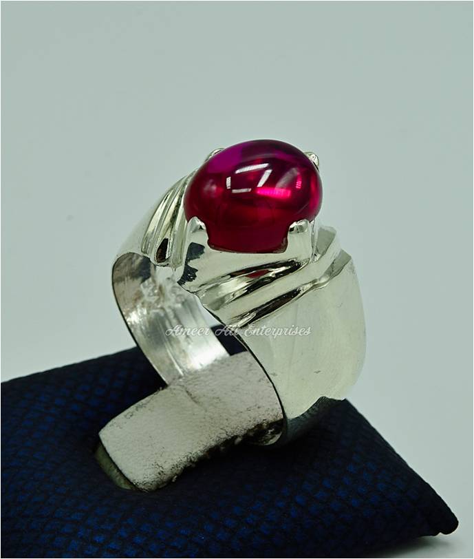 AAE 6854 Chandi Ring 925, Stone: Irani Poota Yaqoot