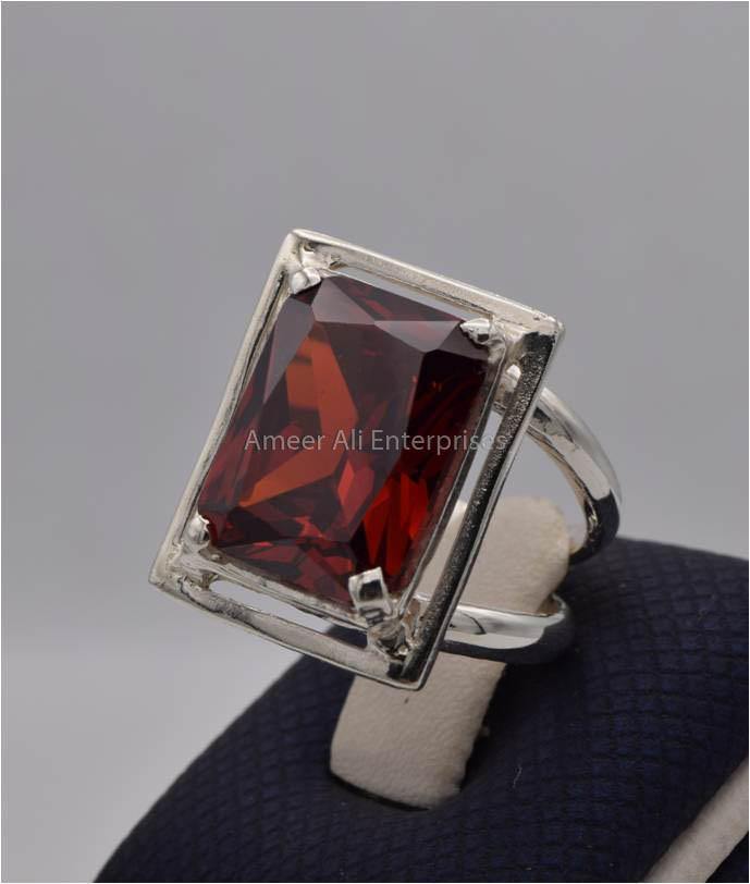 AAE 2296 Chandi Ring 925, Stone: Zircon - AmeerAliEnterprises