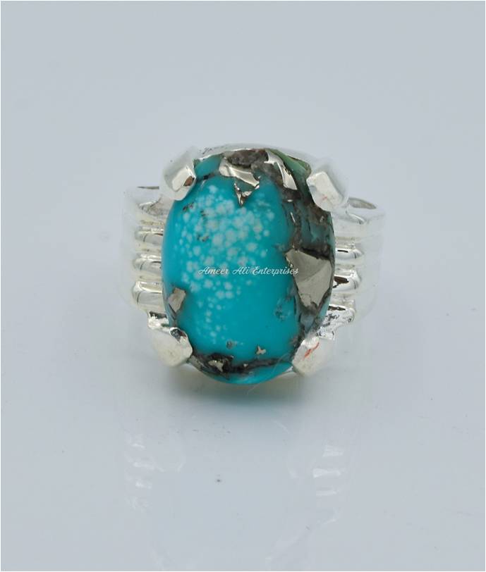 AAE 6583 Chandi Ring 925, Stone: Shajri Feroza