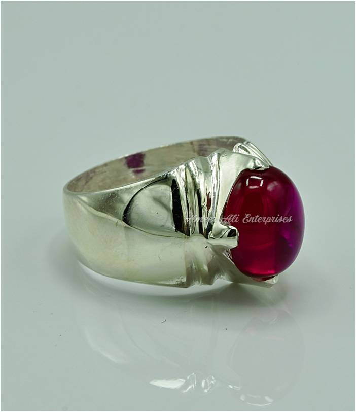 AAE 6854 Chandi Ring 925, Stone: Irani Poota Yaqoot