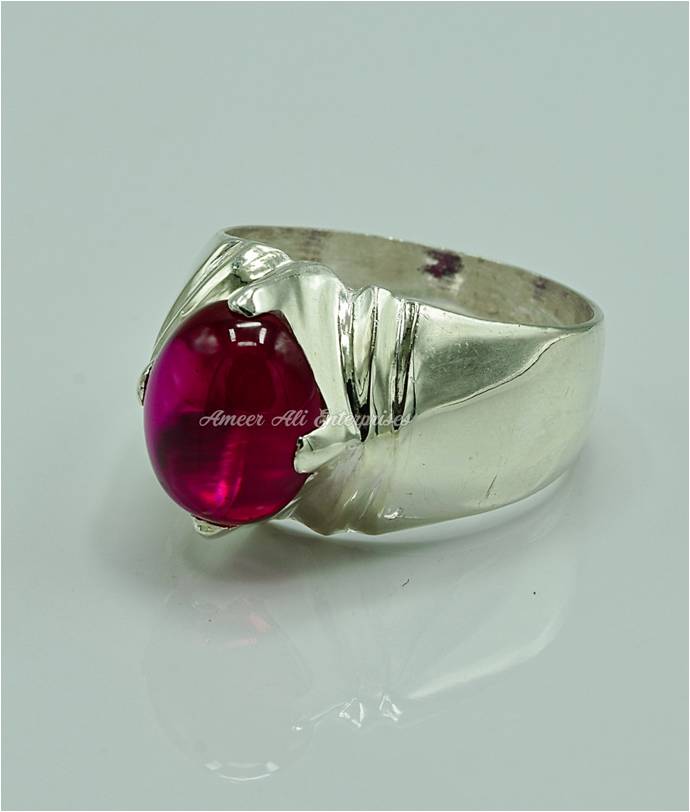 AAE 6854 Chandi Ring 925, Stone: Irani Poota Yaqoot