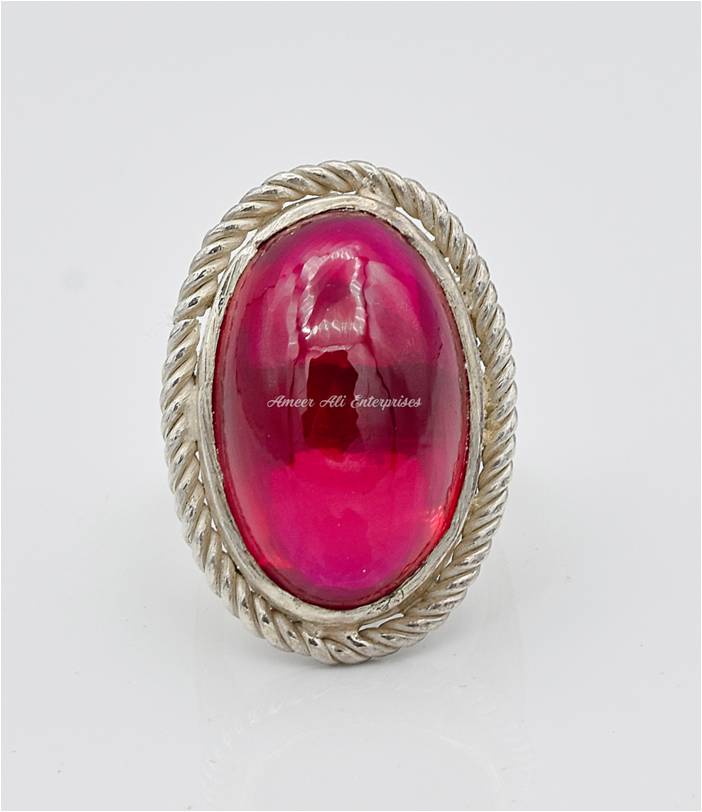 AAE 6226 Chandi Ring 925, Stone: Irani Poota Yaqoot