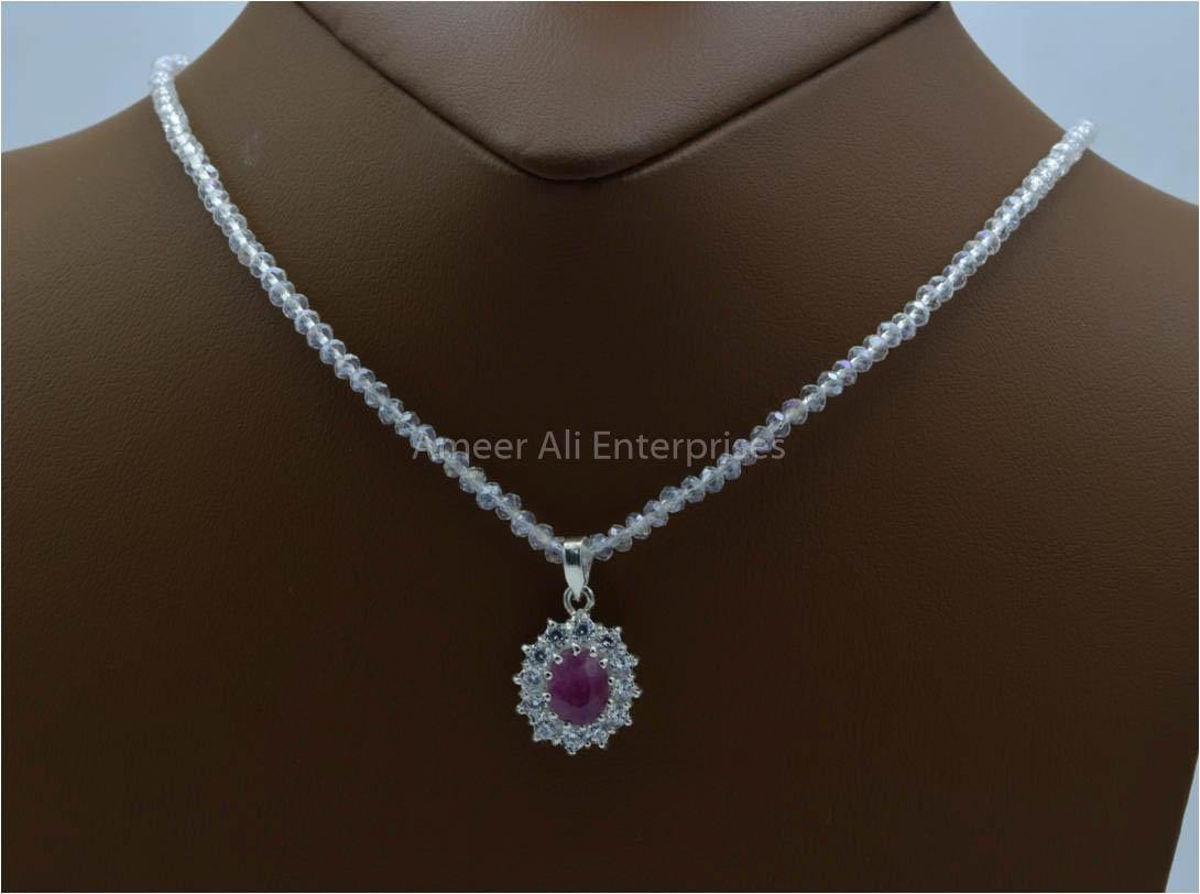 AAE 5774 Chandi Set 925, Stone: Ruby - AmeerAliEnterprises