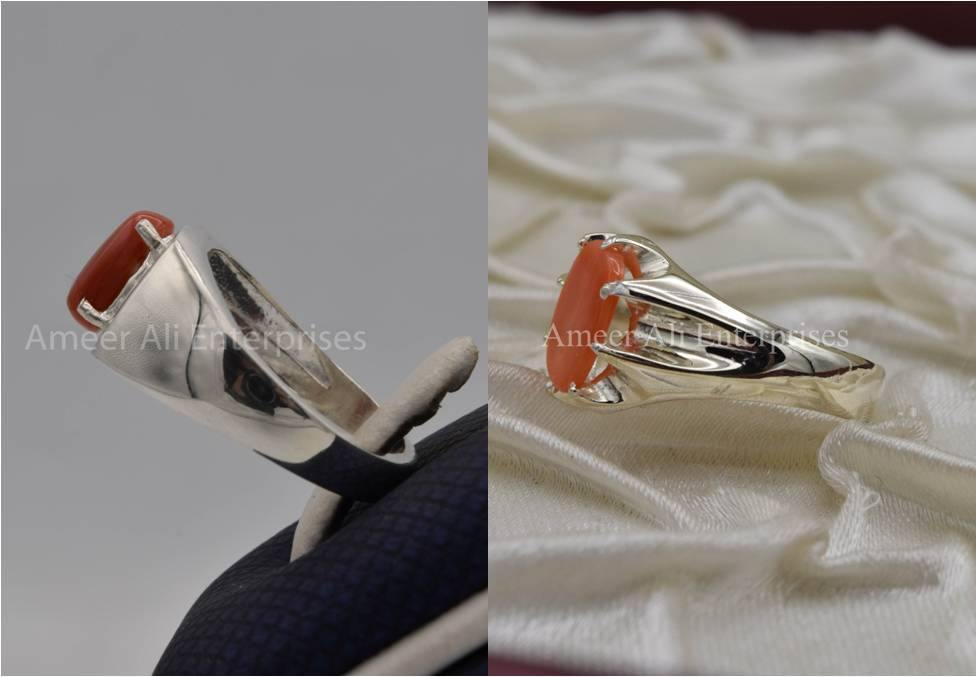 Silver Couple Rings: Pair 93, Stone: Marjan - AmeerAliEnterprises