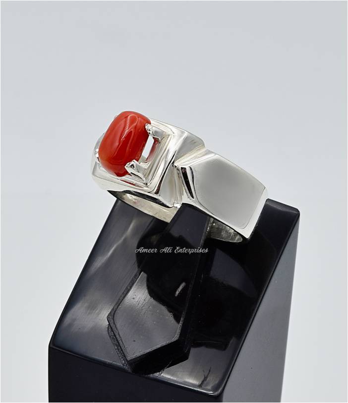 AAE 6633 Chandi Ring 925, Stone: Marjan