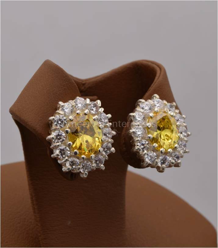 AAE 2471 CHANDI EARRINGS 925, STONE: ZIRCON - AmeerAliEnterprises