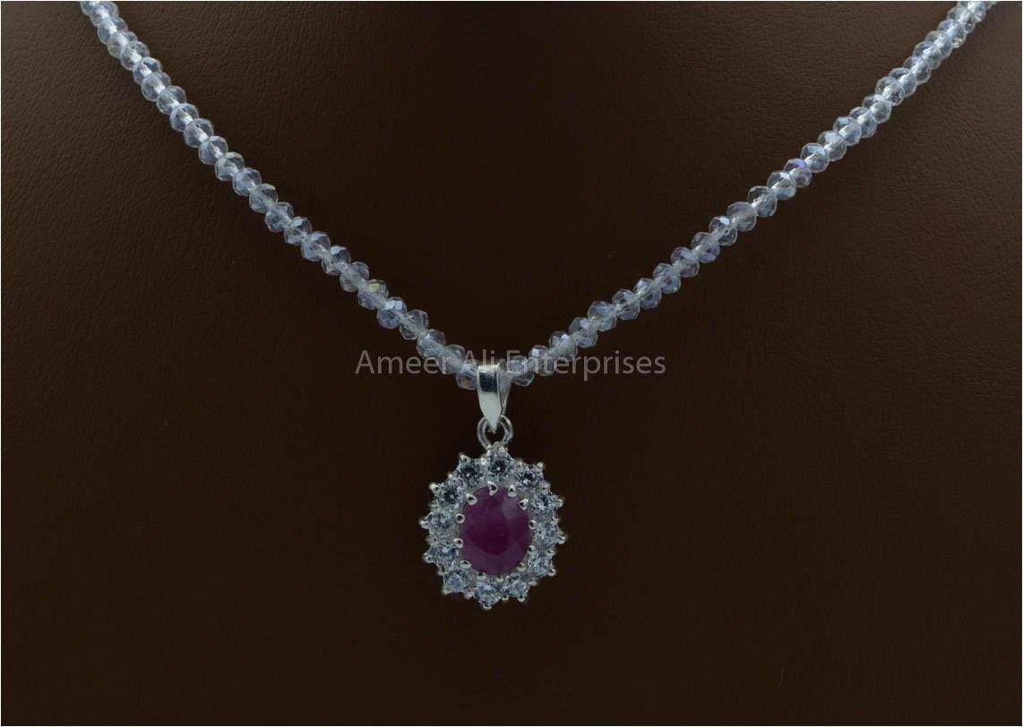 AAE 5774 Chandi Set 925, Stone: Ruby - AmeerAliEnterprises