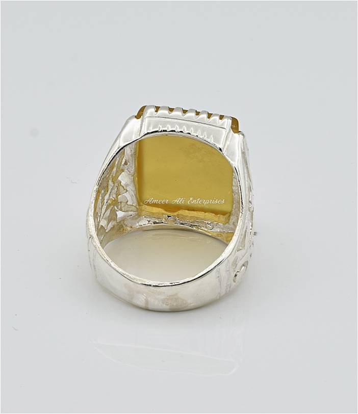 AAE 6649 Chandi Ring 925, Stone: Aqeeq