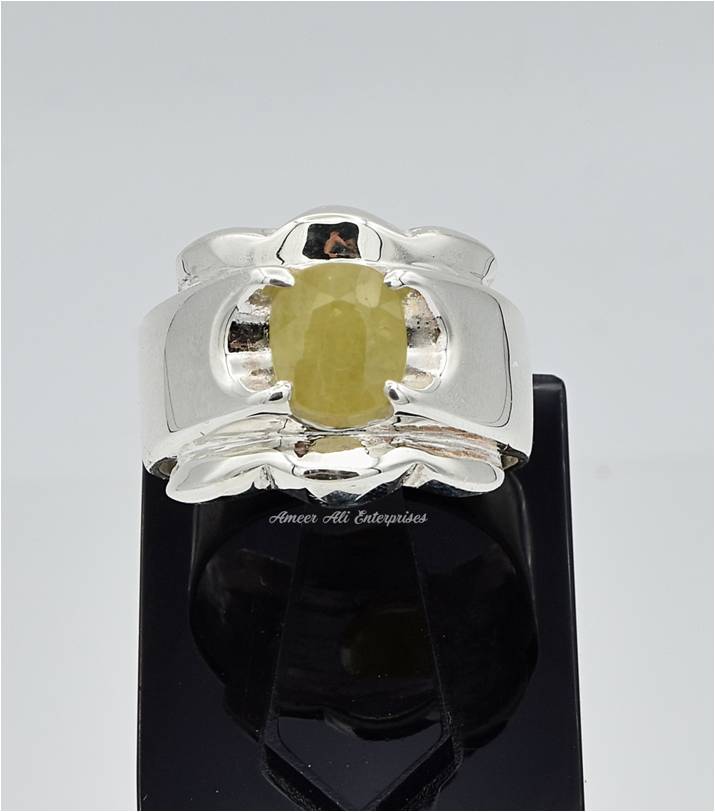 AAE 6680 Chandi Ring 925, Stone: Pukhraj