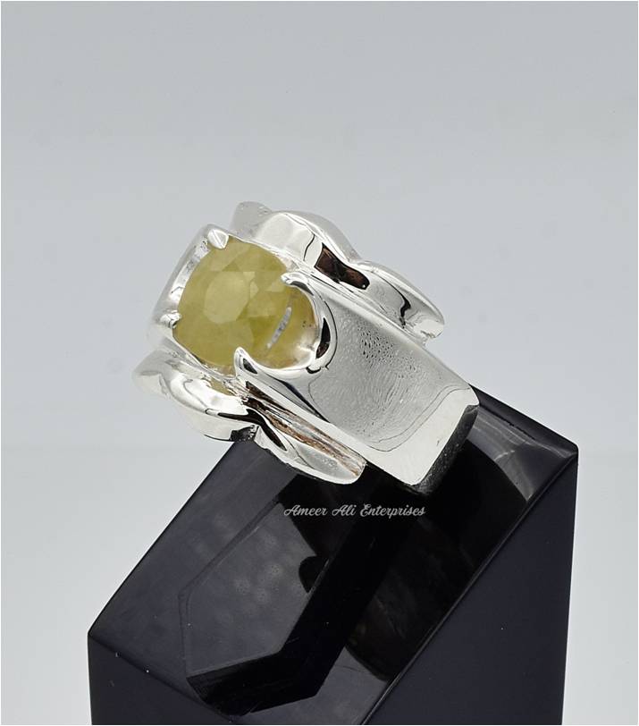AAE 6680 Chandi Ring 925, Stone: Pukhraj