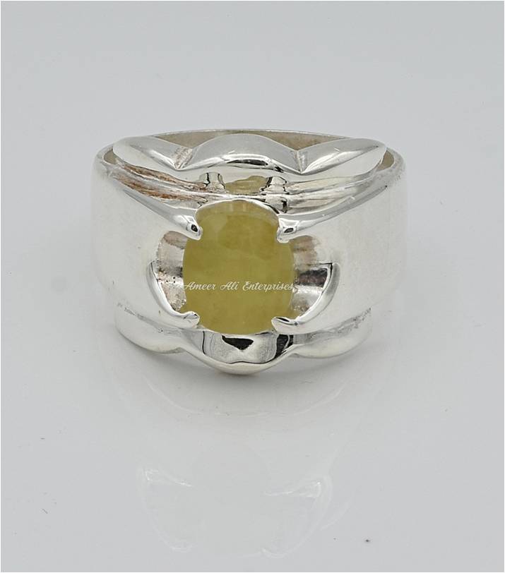 AAE 6680 Chandi Ring 925, Stone: Pukhraj