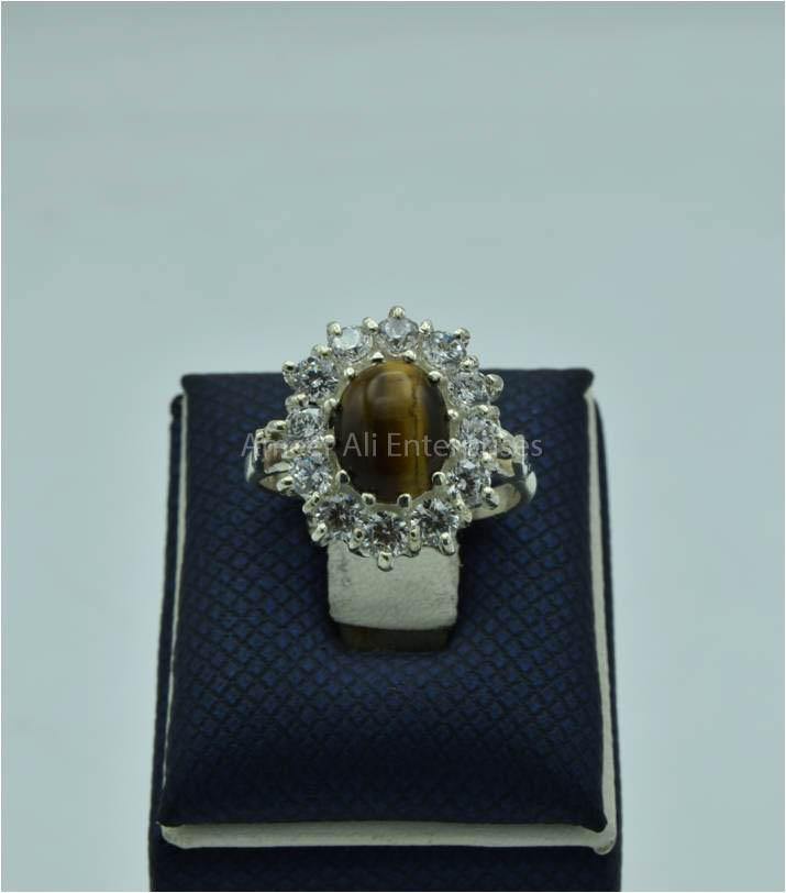 AAE 5776 Chandi Ring 925, Stone: Tiger's Eye - AmeerAliEnterprises