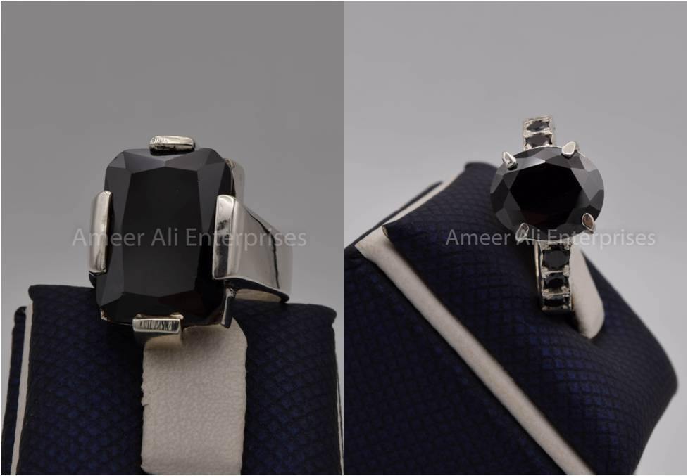 Silver Couple Rings: Pair 81, Stone: Zircon - AmeerAliEnterprises
