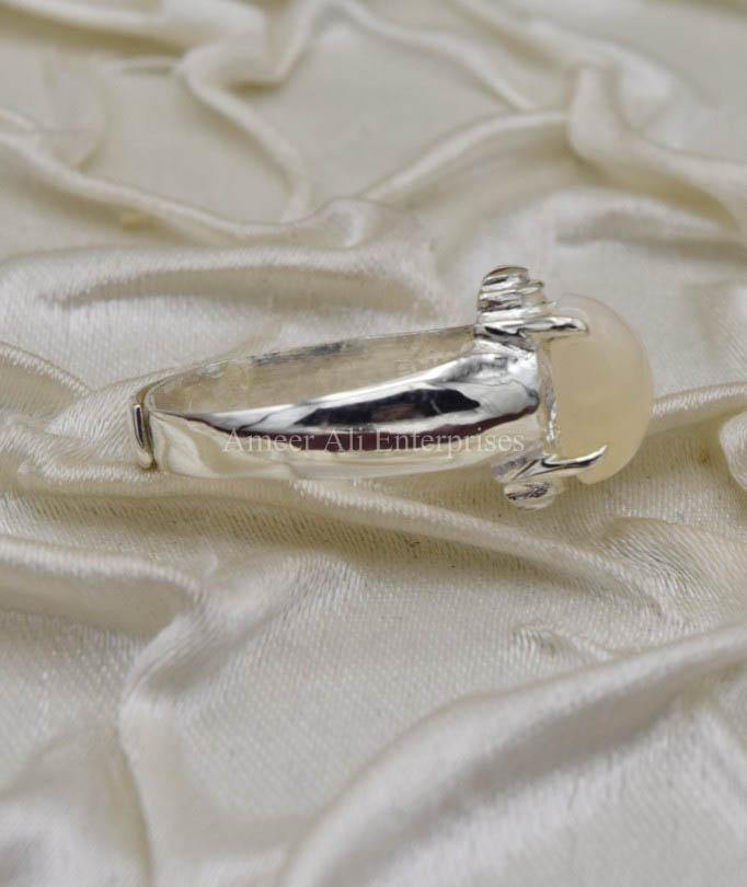 AAE 0323 Chandi Ring 925, Stone Opal (White) - AmeerAliEnterprises
