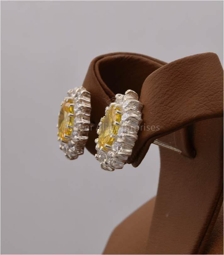 AAE 2471 CHANDI EARRINGS 925, STONE: ZIRCON - AmeerAliEnterprises
