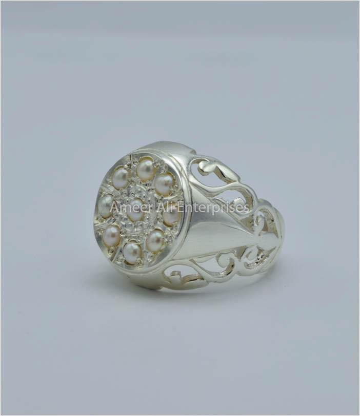 AAE 5802 Chandi Ring 925, Stone Pearl - AmeerAliEnterprises