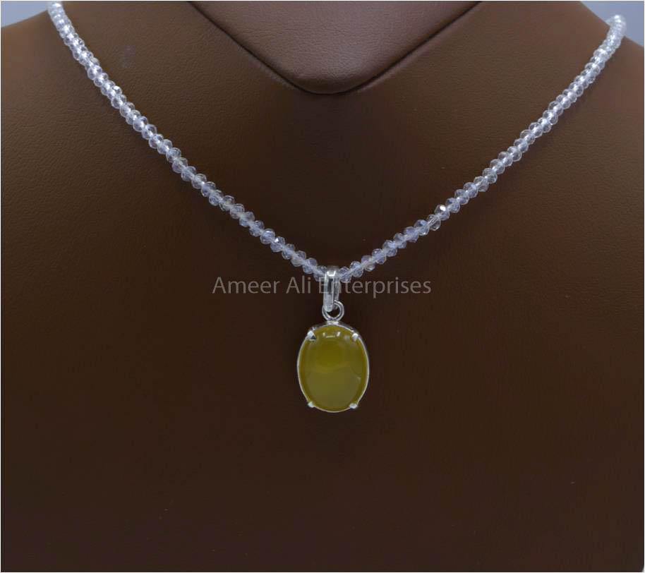 AAE 5890 Chandi Set 925, Stone: Yellow (Zard) Aqeeq - AmeerAliEnterprises