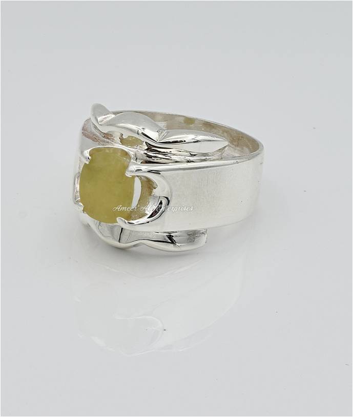 AAE 6680 Chandi Ring 925, Stone: Pukhraj