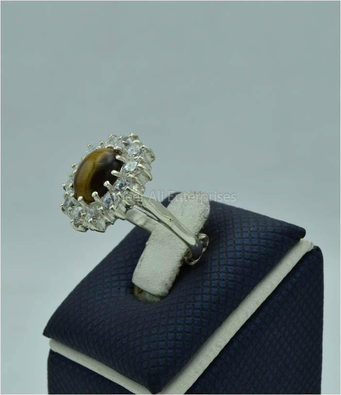 AAE 5776 Chandi Ring 925, Stone: Tiger's Eye - AmeerAliEnterprises