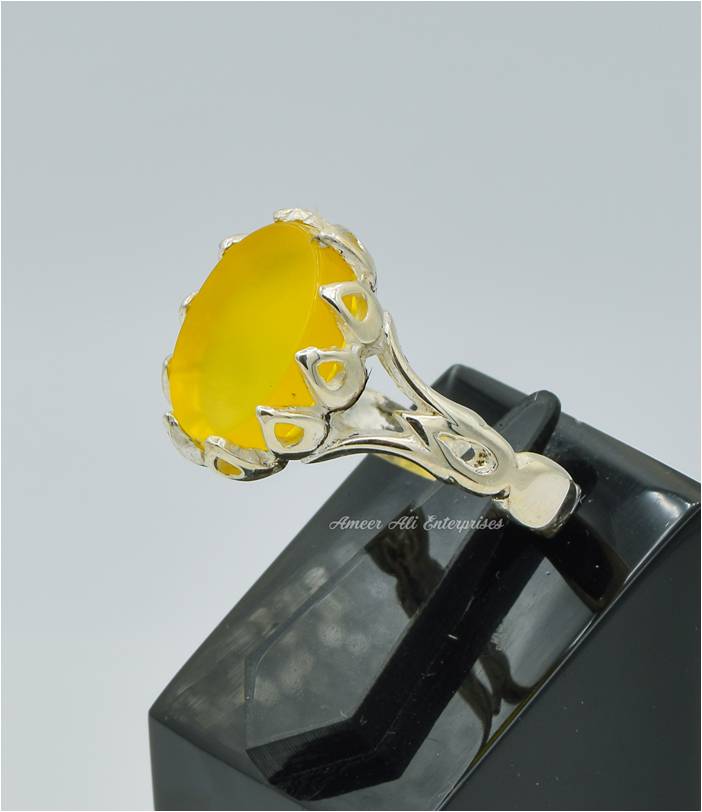 AAE 2317 Chandi Ring 925, Stone: Yellow Aqeeq